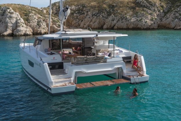 FP Astrea 42 – Croatia Charter Catamaran FP Astrea 42 - Croatia Charter Catamaran Swiming platform